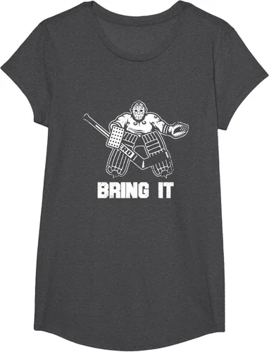 Vista 71 de Divertida camiseta gráfica de ropa de portero de hockey sobre hielo, Negro, S