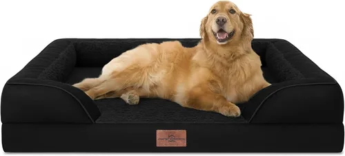 Vista 83 de Comfort Expression - Cama ortopédica para perros medianos, 28 x 19 pulgadas, cama impermeable y de apoyo de espuma con cojines removibles, sofá