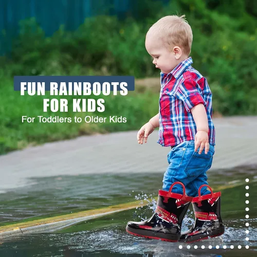 Vista 6 de NORTY - Botas de lluvia, de goma, impermeables, para niños botas de lluvia unicolor y estampadas, para niños