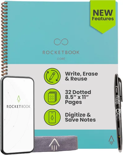 Vista 13 de Rocketbook Core - Cuaderno de espiral reutilizable, tamaño ejecutivo de 6 x 8.8 pulgadas, color negro, páginas punteadas, conectadas a