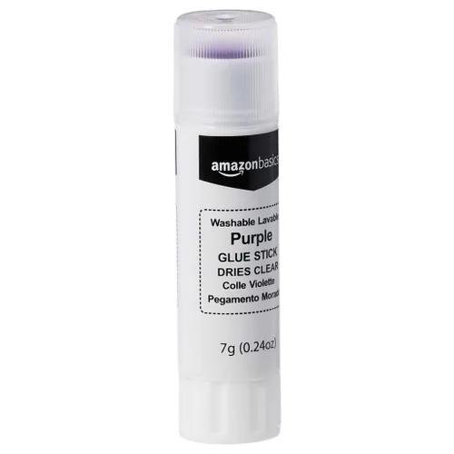 Vista 2 de Amazon Basics Pegamento escolar lavable morado, se seca transparente, barra de 0.24 onzas, paquete de 30 unidades Púrpura