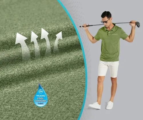 Vista 32 de V VALANCH Polo de golf de manga corta para hombre, estilo casual, con cuello que absorbe la humedad