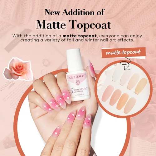 Vista 4 de AZUREBEAUTY Kit de uñas en polvo de inmersión, gelatina translúcida blanca lechosa, rosa desnudo, neutro, claro, 8 colores, juego de polvo