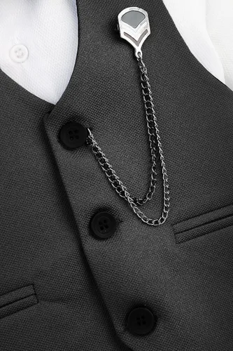 Vista 5 de Lilax Conjunto de traje formal para niños de 4 piezas, chaleco, pantalones y corbata