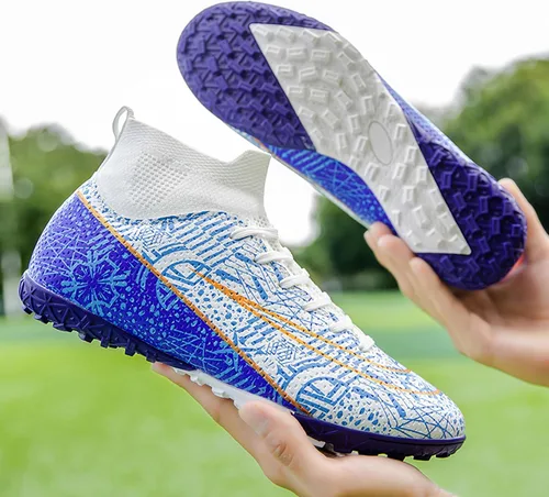 Vista 5 de Zapatos de fútbol para hombre, con cordones, antideslizantes, para interiores, fútbol sala, TF, tacos de césped
