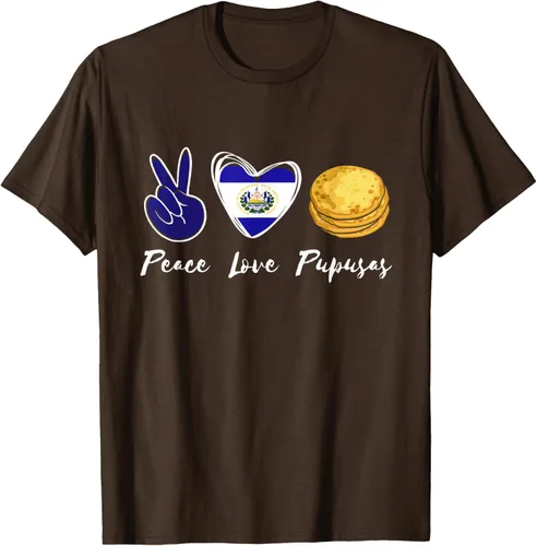Vista 8 de Pupusas Lover Love Peace El Salvadaor Camiseta Comida Salvadoreña
