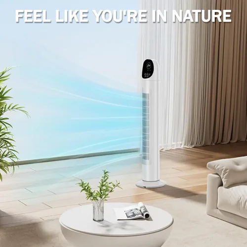 Vista 7 de Winado - Ventilador de torre sin aspas de 36 pulgadas para enfriar el hogar, dormitorio, oficina Quiet Floor Fan with Remote Control, Digital