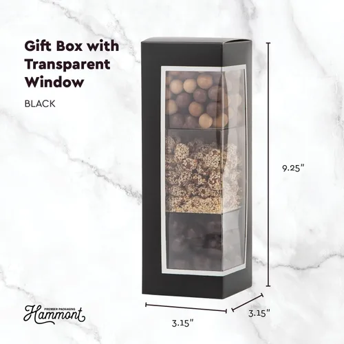 Vista 3 de Hammont Cajas de galletas para regalo, paquete de 6 cajas pequeñas para panadería, cajas decorativas de pastelería con ventana, recuerdos de fiesta