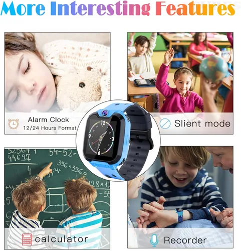 Vista 6 de Reloj inteligente Goodatech para niños y niñas, juguetes de aprendizaje con 16 juegos, llamadas telefónicas SOS, cámara, reproductor de música