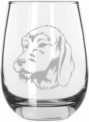 Vista 582 de Shar Pei (chino) - Vaso de vino sin tallo grabado para perro, 15.25 onzas