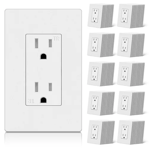 Vista 20 de CML - Paquete de 50 tomas de corriente de 15 amperios resistentes a manipulaciones, certificación UL Decorator Electrical Outlets, 15A/125V, NEMA