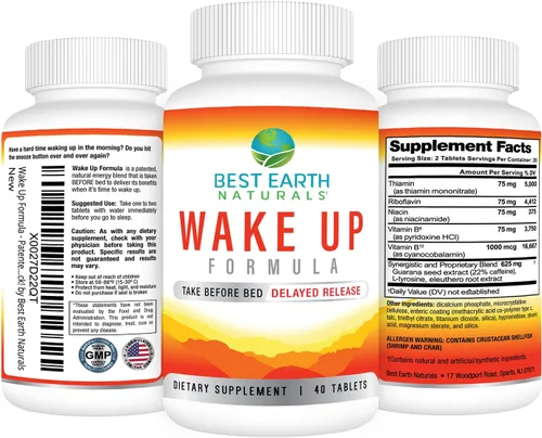 Vista 2 de Best Earth Naturals Fórmula de despertar, suplemento de energía de liberación retardada de 40