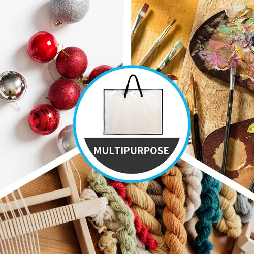 Vista 5 de SUNEE Bolsa de arte de 19 x 25 pulgadas, 3 paquetes de organizador de suministros para artistas con asa, carpeta de almacenamiento con cremallera