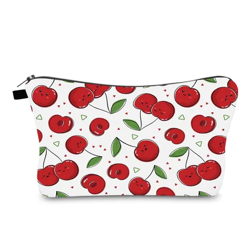 Vista 10 de FITINI Bolsa de maquillaje de aguacate de viaje, pequeña bolsa organizadora de cosméticos portátil para mujeres y niñas, con cremallera