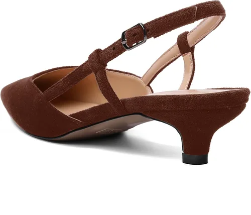 Vista 7 de ROSERWISH Zapatos de vestir de gamuza con punta cuadrada para mujer, para boda, fiesta, cómodos, gatitos, tacón bajo, zapatos de vestir de 1.5