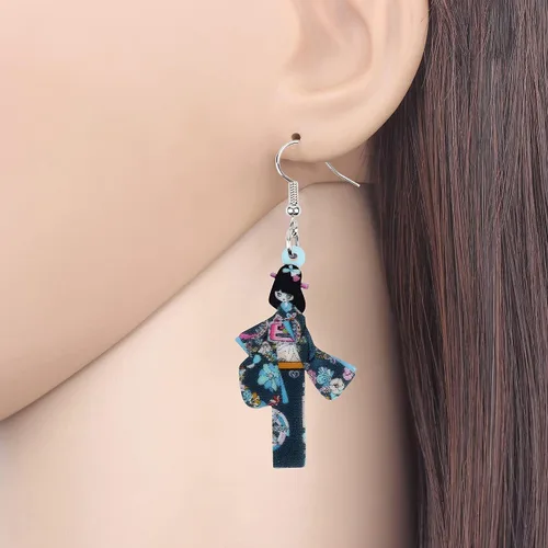 Vista 8 de DUOWEI Aretes de acrílico estilo japonés con diseño de anime para muñeca, colgantes, joyería para mujer