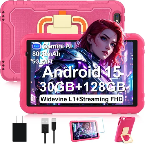 Vista 8 de 2025 Tablet de 10 pulgadas Android 15 Tablets 30GB RAM 128GB ROM 1TB de expansión, Tablet Octa-Core de 8000mAh con estuche a prueba de caídas