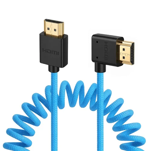 Vista 14 de 8K HDMI a abajo HDMI de alta velocidad negro en espiral trenzado cable para Sony A7S3 FX3 FX9 Canon C70 Z CAM E2 cámara Atomos Ninja V Shinobi Cable