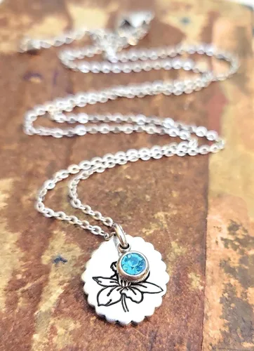 Vista 12 de Birth Month Flower and Birthstone Necklace