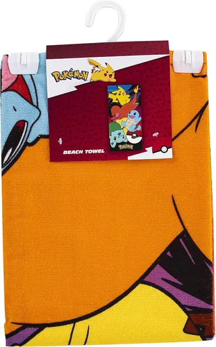 Vista 2 de Northwest Toalla de playa Pokemon, Pikachu Charmander Squirtle Bulbasaur, suave y absorbente, 30 x 60 pulgadas, Pokémon atardecer