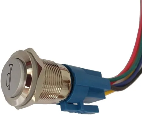 Vista 3 de ESUPPORT Interruptor de palanca de botón de bocina de altavoz momentáneo de coche de 12 V 0.748 in Azul claro