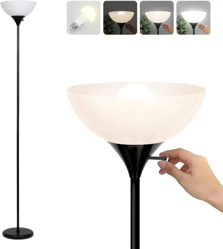 Vista 10 de Brightech Lámpara de pie LED regulable Sky Dom, lámpara de pie Torchiere para sala de estar, dormitorio y oficina, lámpara de pie alta para leer
