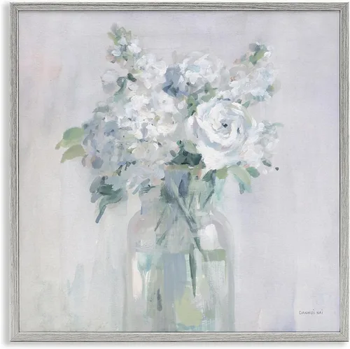 Vista 11 de Stupell Industries Ramo abstracto blanco con marco blanco Giclée Diseño de arte por Danhui Nai Enmarcado en blanco