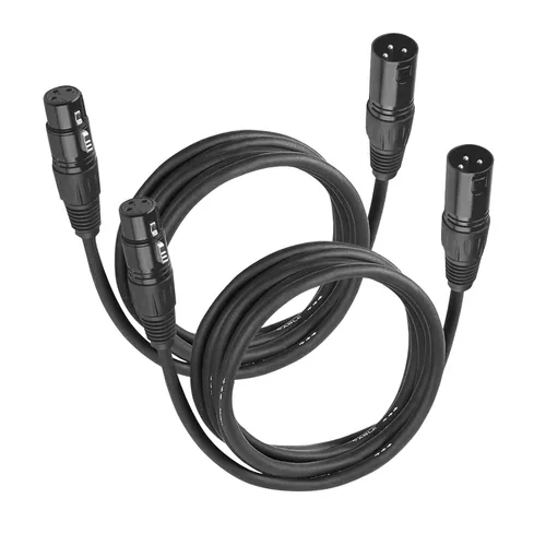 Vista 6 de Cables XLR, cable DMX macho a hembra (paquete de 2), cable de micrófono XLR de 4 pies/3.9 ft, terminador DMX ligero conector de 3 pines