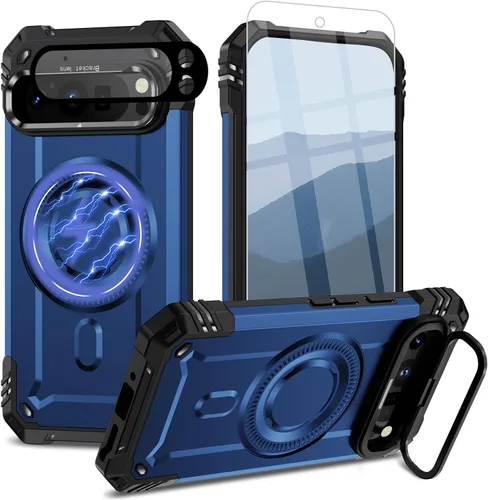 Vista 12 de Funda para Google Pixel 9 Pro XL [protección contra caídas de grado militar de 15 pies] con protector de pantalla y protector de lente, resistente a