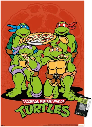 Vista 5 de Trends International Nickelodeon Teenage Mutant Ninja Turtles - Póster de pared de pizza, 14.725 x 22.375 pulgadas, paquete de póster premium