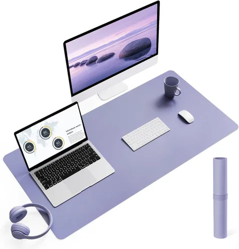 Vista 55 de YSAGi Alfombrilla de Escritorio de Cuero Antideslizante, Alfombrilla de Teclado para Escritorio de Computadora Portátil Impermeable, Protector