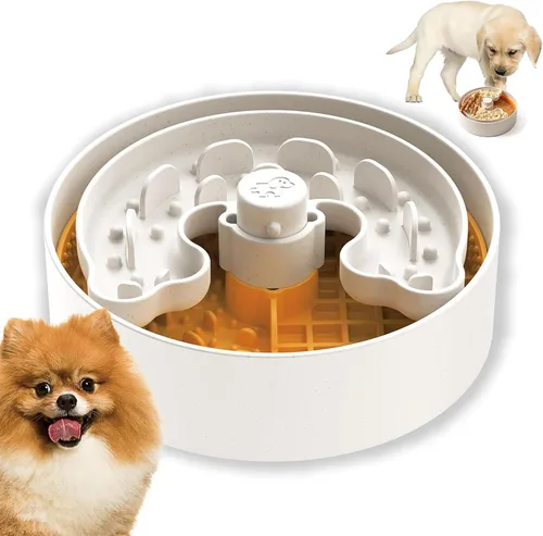 Vista 11 de Puzzle Feeder Cuenco de alimentación lenta para perros con base antideslizante, diseño de velocidad ajustable, insertos de rompecabezas extraíbles