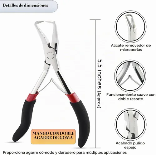 Vista 5 de Herramientas profesionales para extensiones de cabello, alicates para microenlaces y cuentas, removedor de microanillos, abridor de cuentas de 5.5