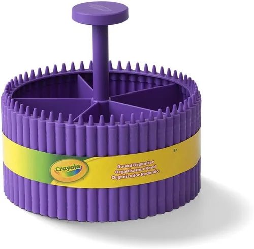 Vista 11 de Crayola - Organizador redondo de almacenamiento, organizador de escritorio creativo para niños con 5 secciones para almacenar bolígrafos, lápices