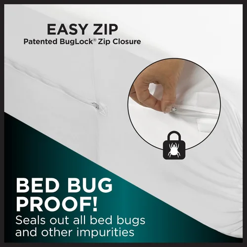 Vista 3 de Protect-A-Bed AllerZip - Funda de colchón con cremallera, a prueba de insectos y ácaros, protector de colchón de seis caras, 100% impermeable
