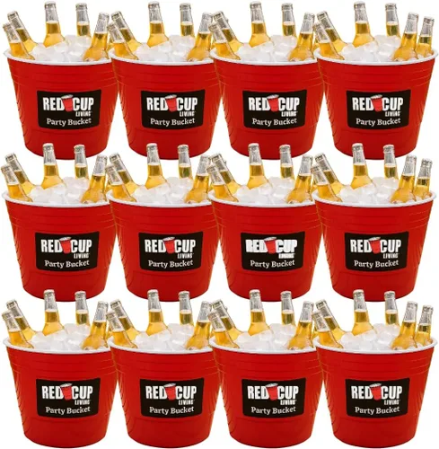 Vista 10 de Red Cup Living Cubo de hielo grande para fiestas, enfriador de bebidas aislado de 201 onzas para fiestas, bar y cocina, cerveza de plástico