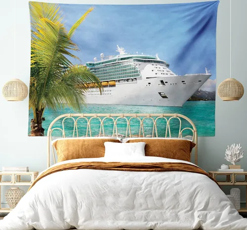 Vista 61 de Lunarable Tapiz mexicano, tema de cultura latinoamericana, sombrero de paja, manta de serape de Maracas, decoración de tela para colgar en la pared