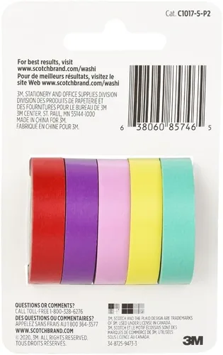 Vista 4 de Scotch Cinta washi, diseño tropical, 5 rollos, ideal para diario de viñetas, álbumes de recortes y decoración de bricolaje (C1017-5-P2)