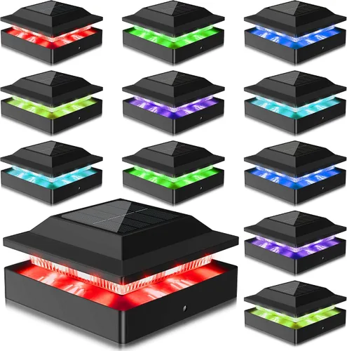 Vista 8 de Luces solares para postes de madera y vinilo de 4 x 4, paquete de 2 Negro puro