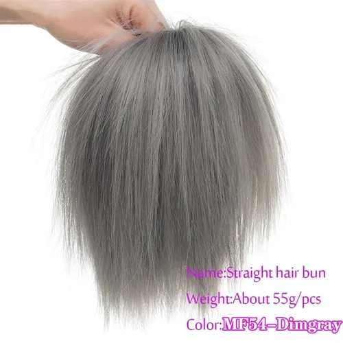 Vista 2 de GRFIT Extensiones de moño de cabello sintético, extensiones de moño desordenadas, esponjosas, de cabello lacio, banda elástica, moño, extensiones