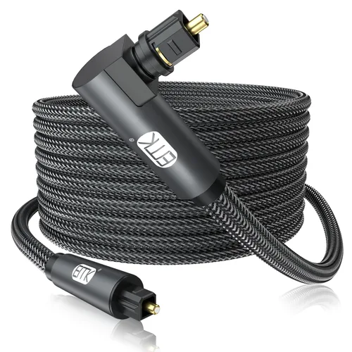 Vista 9 de EMK Cable óptico Toslink de 90 grados con conector de oro de 24K, cable de fibra óptica S/PDIF Toslink macho a macho de 360 grados con enchufe