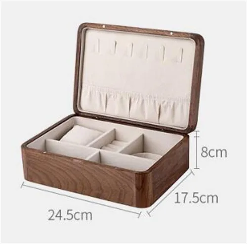 Vista 2 de YDXNY - Joyero de madera, aretes, collar, caja de joyería retro, caja de almacenamiento de joyas para el hogar