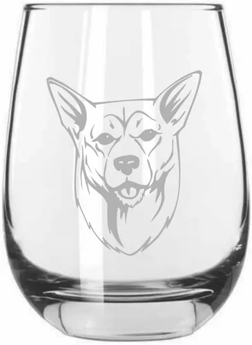 Vista 299 de Shar Pei (chino) - Vaso de vino sin tallo grabado para perro, 15.25 onzas