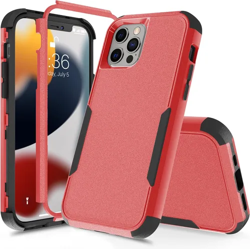 Vista 7 de TJS Funda compatible con iPhone 13 Pro Max, con protector de pantalla de vidrio templado, resistente, resistente, a prueba de golpes, protección