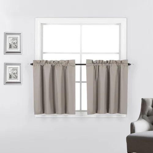 Vista 21 de 2 paneles de cortinas opacas con aislamiento térmico y forro blanco en la parte trasera para ventana de bloqueo de luz para cualquier ventana