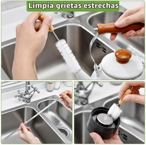 Vista 6 de Juego de cepillos limpiador de biberones para bebés,Limpiador De Biberones