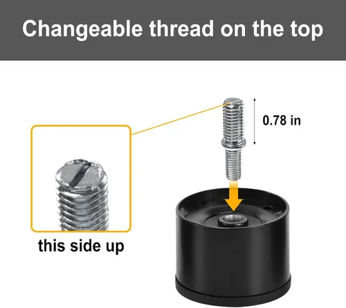 Vista 2 de Patas de metal de 2 pulgadas de repuesto para base de cama ajustable eléctrica, tornillo no ajustable en patas cortas
