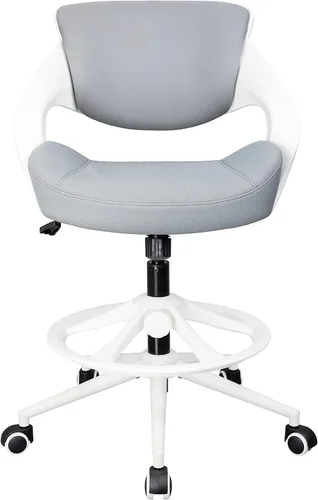 Vista 8 de Silla de dibujo ergonómica, silla de escritorio de computadora de pie, anillo de pie, soporte lumbar, silla giratoria para tareas - gris