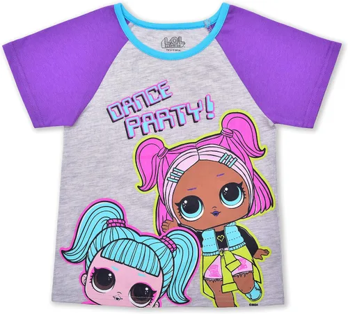 Vista 2 de LOL Surprise Dolls - Conjunto de camiseta y pantalones cortos para niños pequeños y grandes color púrpuragris