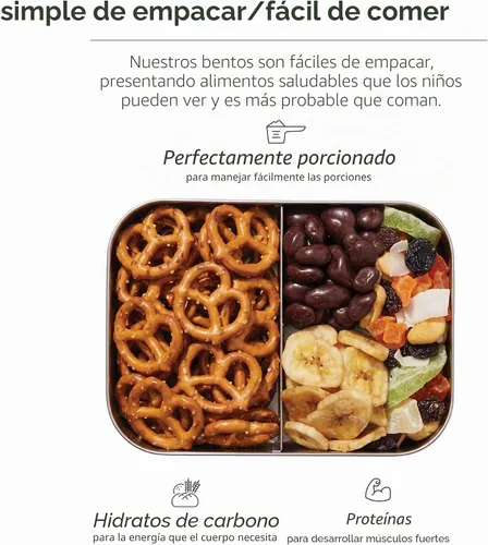 Vista 5 de LunchBots Caja Bento Empacadora de Snacks Pequeña - Contenedor de Snacks Extra Pequeño Dividido de Acero Inoxidable - 2 Compartimentos para Frutas